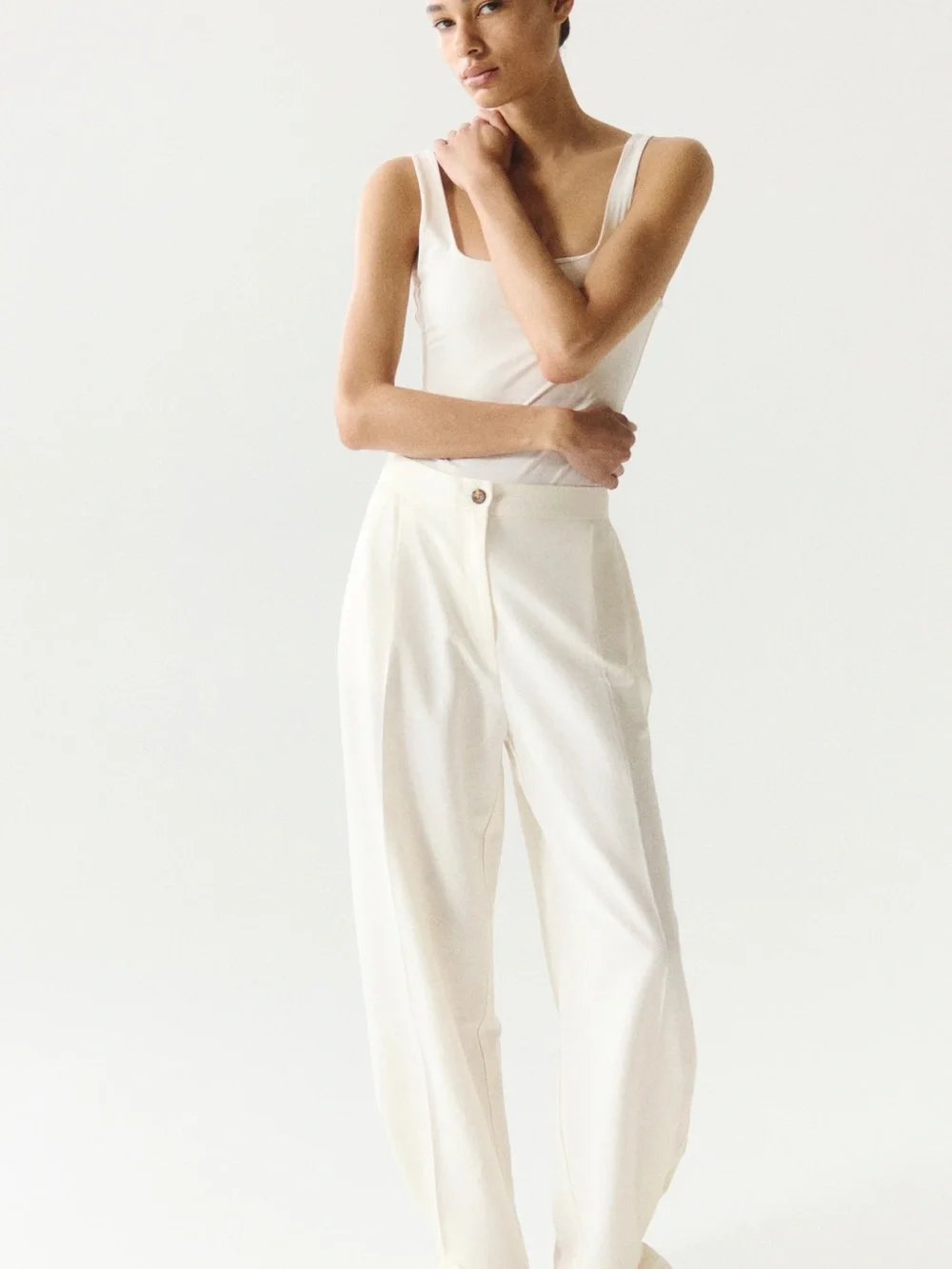 H&M linen blend Wide-Leg Trousers